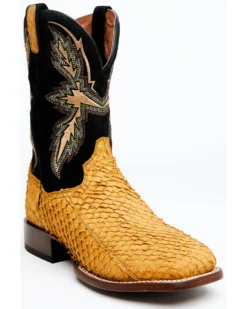 Dan Post Men's Exotic Sea Bass Skin Western Boots - Broad Square Toe -Men's Western Denim Store 2000349222 200 P1