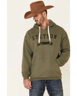 Stetson Men's Green Logo Banner Graphic Hooded Sweatshirt -Men's Western Denim Store 2000350322 300 P1