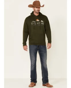 Tin Haul Men's Green Mountain Caps Logo Graphic Hooded Sweatshirt -Men's Western Denim Store 2000350334 300 P2