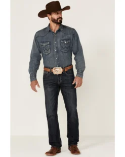 Rock & Roll Denim Men's Vintage Dark Revolver Stretch Slim Straight Jeans -Men's Western Denim Store 2000351108 400 P3