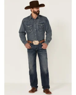 Rock & Roll Denim Men's Dark Wash Revolver Stretch Slim Straight Jeans -Men's Western Denim Store 2000351109 400 P1