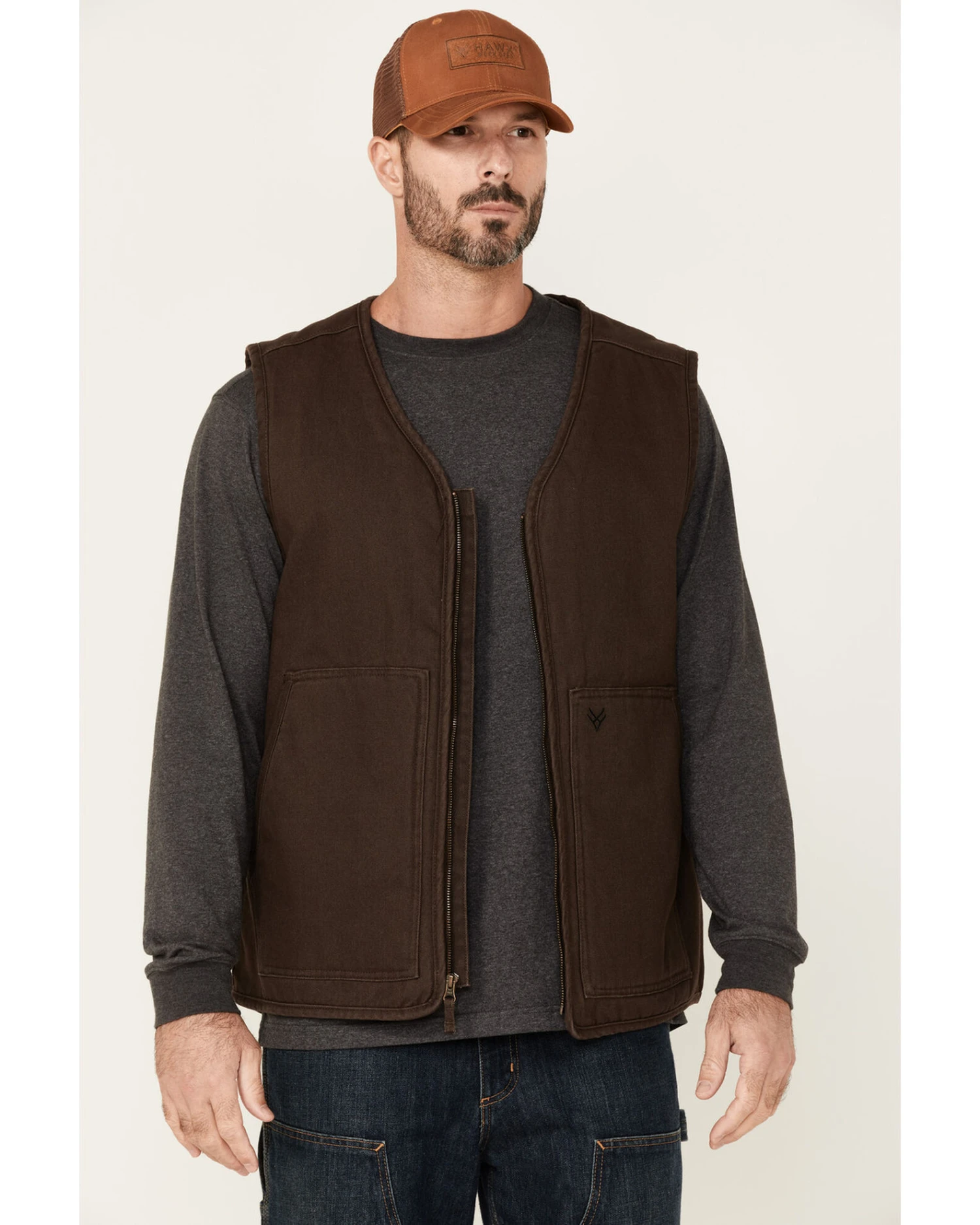 Hawx Men's Weathered Canvas Zip-Front Sherpa Lined Work Vest - Tall 2 Hawx Men's Weathered Canvas Zip-Front Sherpa Lined Work Vest - Tall - Image 2