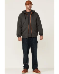 Hawx Men's Charcoal Sherpa-Lined Zip-Front Hooded Work Jacket