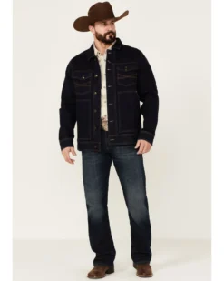 Blue Ranchwear Men's Button-Down Dark Denim Trucker Jacket -Men's Western Denim Store 2000358857 401 P3