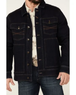 Blue Ranchwear Men's Button-Down Dark Denim Trucker Jacket -Men's Western Denim Store 2000358857 401 P4