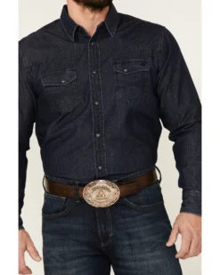 Blue Ranchwear Men's Heavyweight Dark Wash Denim Snap Western Shirt -Men's Western Denim Store 2000359399 401 P4