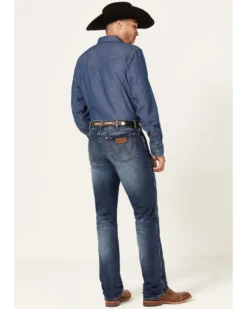 Wrangler Retro Men's Ranch Med Dark Wash Stretch Slim Straight Jeans -Men's Western Denim Store 2000359720 415 P3