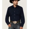 Roper Men's Solid Embroidered Yoke Long Sleeve Pearl Snap Western Shirt