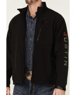 Justin Men's Solid Stillwater Logo Sleeve Zip-Front Fleece Jacket -Men's Western Denim Store 2000363838 001 P3