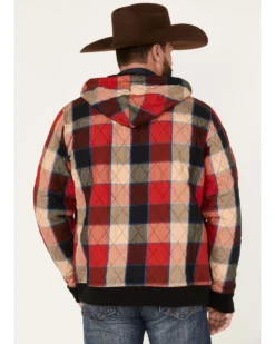 Wrangler Men's Zip Front Quilted Flannel Hooded Jacket