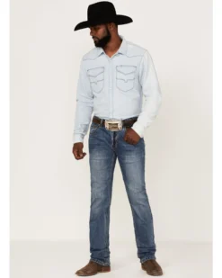 Hooey By Rock & Roll Denim Men's Revolver Medium Wash Reflex Stretch Slim Straight Jeans -Men's Western Denim Store 2000367639 203 P3