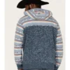 Hooey Men's Southwestern Print Landscape 1/4 Button Hooded Pullover