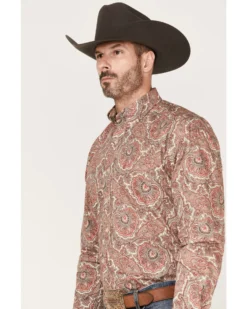 Stetson Men's Paisley Print Long Sleeve Button Down Western Shirt