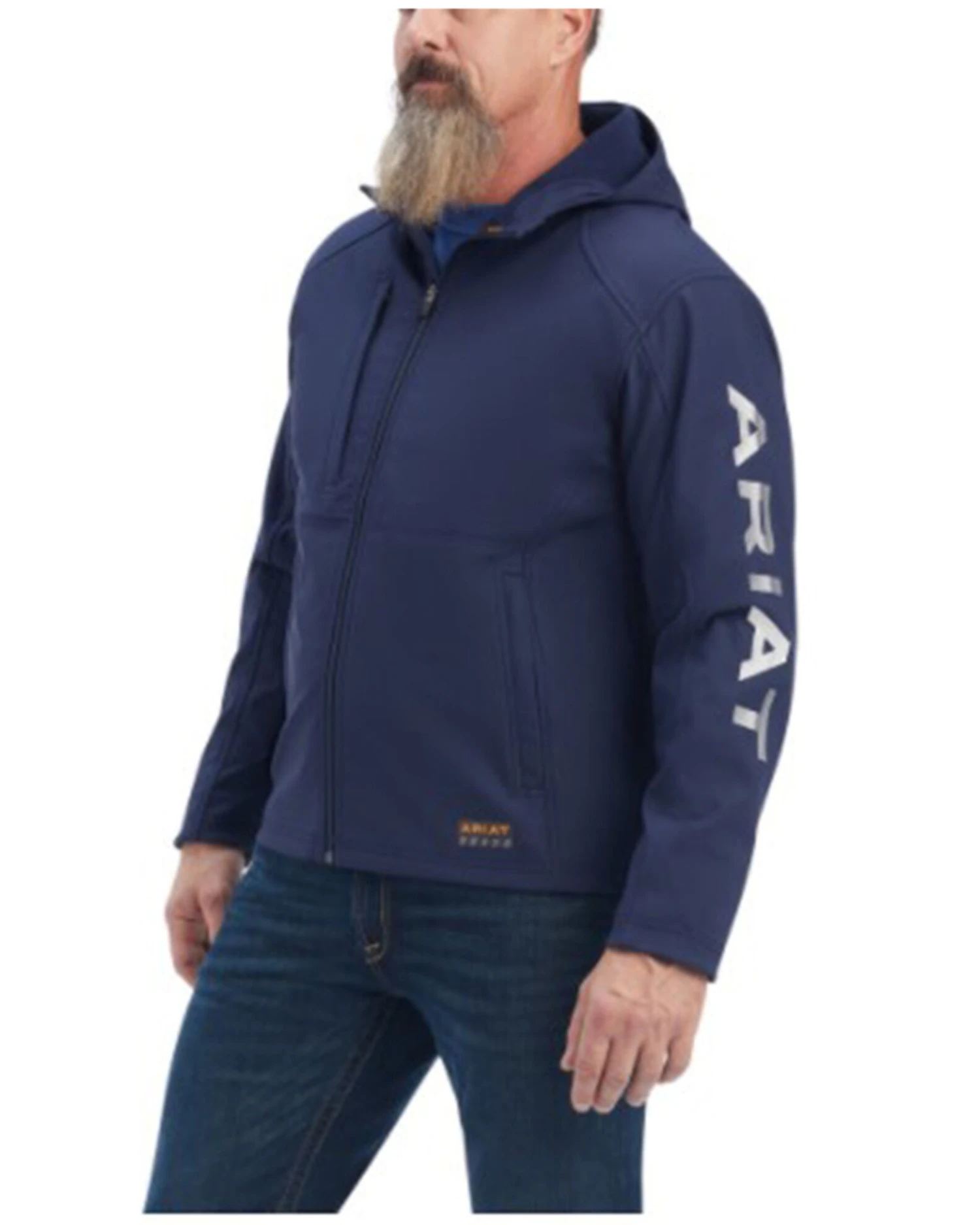 Ariat Men's Rebar Stretch Canvas Logo Zip-Front Hooded Softshell Work Jacket 2 Ariat Men's Rebar Stretch Canvas Logo Zip-Front Hooded Softshell Work Jacket - Image 2
