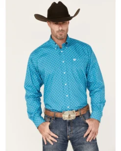 Cinch Men's All-Over Diamond Print Button Down Western Shirt