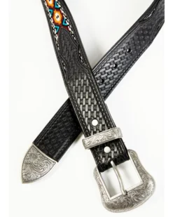 Cody James Men's Basketweave Billet With Southwestern Strap 3PC Buckle Belt