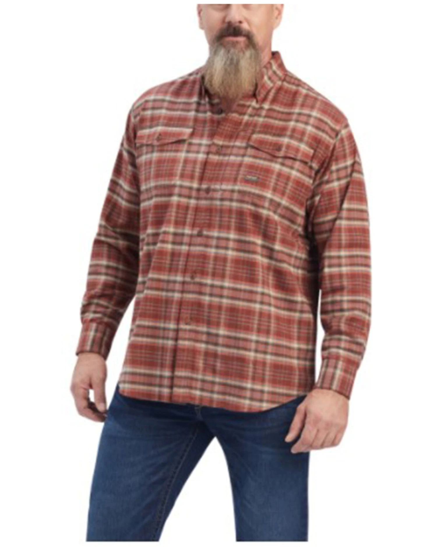 Ariat Men's Rebar Plaid DuraStretch Button Down Flannel Work Shirt 1 Ariat Men's Rebar Plaid DuraStretch Button Down Flannel Work Shirt