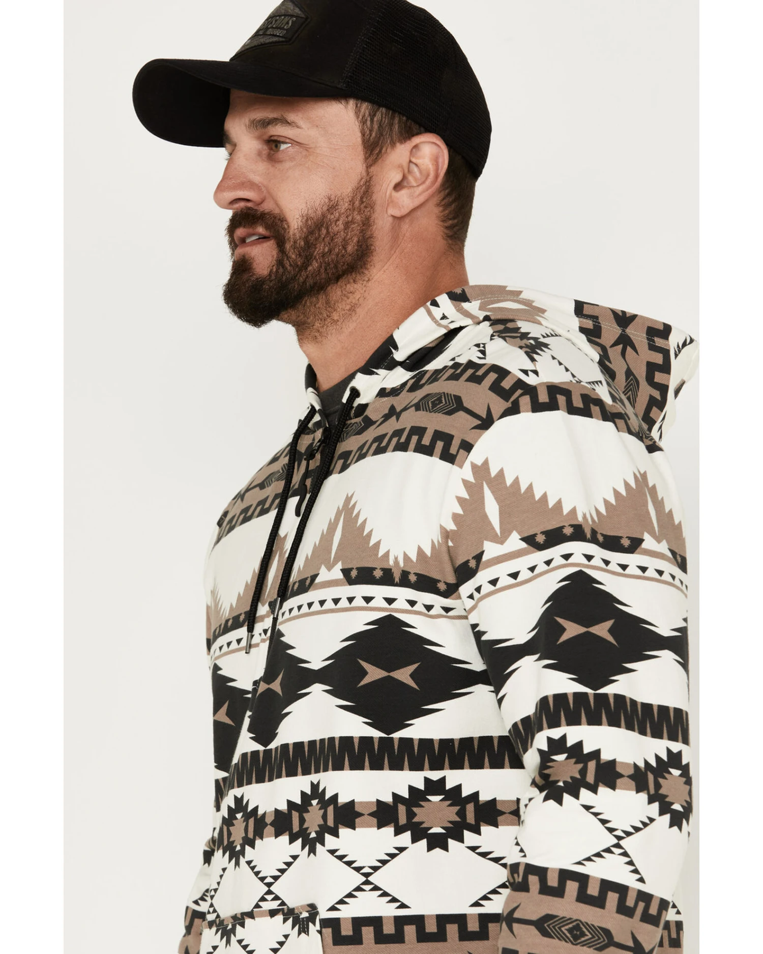 Powder River Outfitters Men's 1/4 Zip Southwestern Print Hooded Sweatshirt 4 Powder River Outfitters Men's 1/4 Zip Southwestern Print Hooded Sweatshirt - Image 4