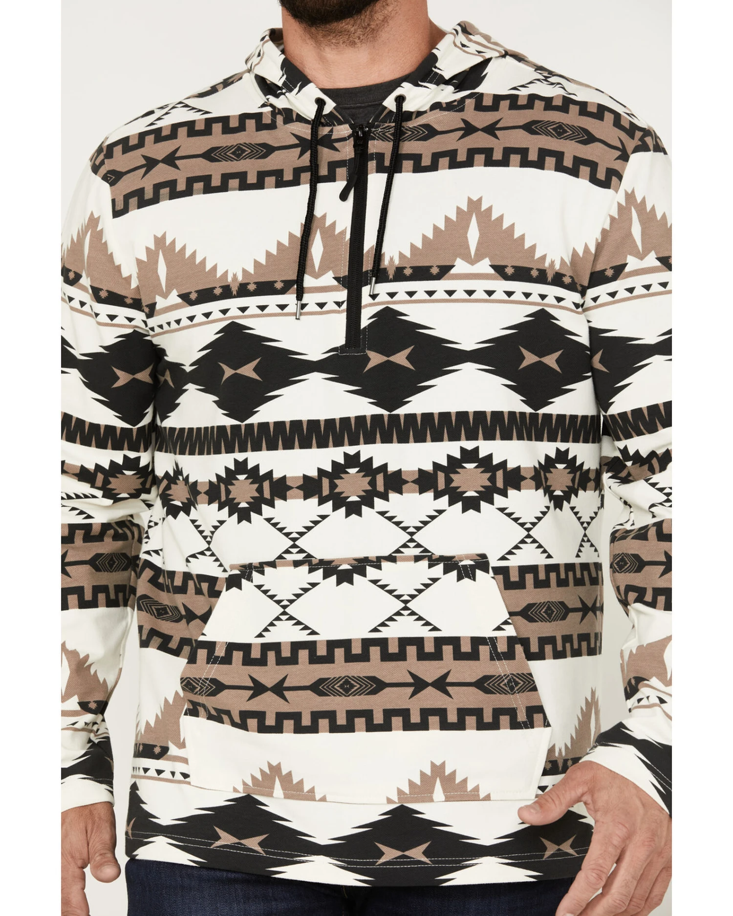 Powder River Outfitters Men's 1/4 Zip Southwestern Print Hooded Sweatshirt 2 Powder River Outfitters Men's 1/4 Zip Southwestern Print Hooded Sweatshirt - Image 2