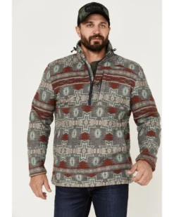 Powder River Outfitters Men's 1/2 Zip Southwestern Print Fleece Sweatshirt -Men's Western Denim Store 2000376231 022 P1