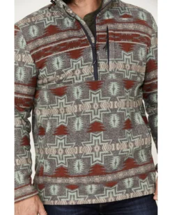 Powder River Outfitters Men's 1/2 Zip Southwestern Print Fleece Sweatshirt -Men's Western Denim Store 2000376231 022 P3