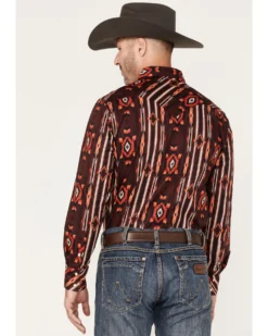 Rock & Roll Denim Men's Southwestern Stripe Stretch Long Sleeve Pearl Snap Shirt