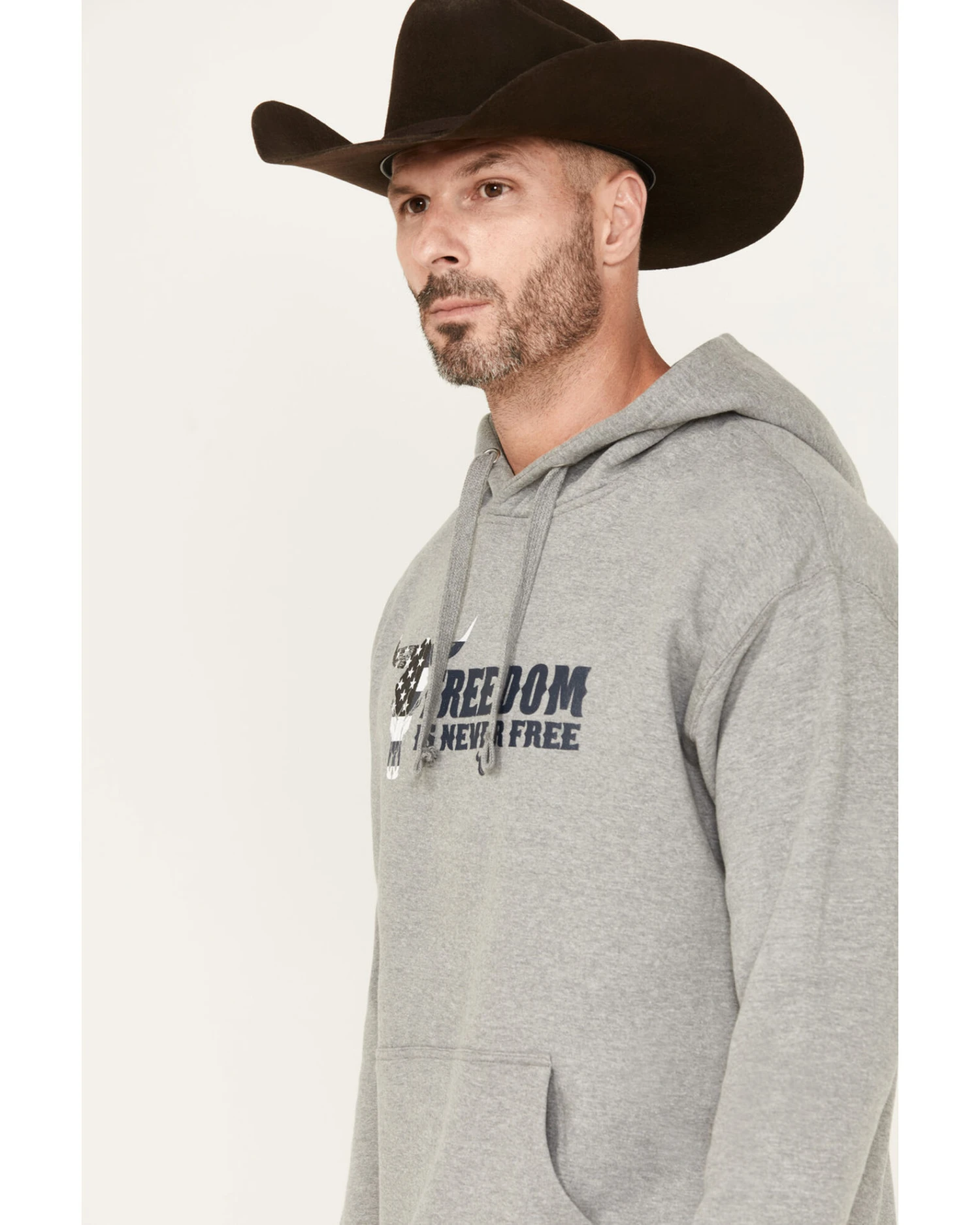 Cowboy Hardware Men's Freedom Is Never Free Graphic Hooded Sweatshirt 3 Cowboy Hardware Men's Freedom Is Never Free Graphic Hooded Sweatshirt - Image 3