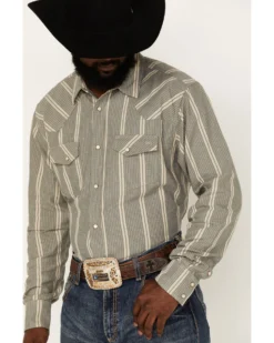 Blue Ranchwear Men's Striped Long Sleeve Pearl Snap Work Shirt -Men's Western Denim Store 2000380503 295 P2