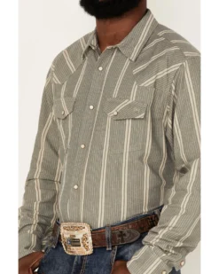 Blue Ranchwear Men's Striped Long Sleeve Pearl Snap Work Shirt