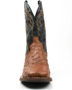 Dan Post Men's 11" Bay Apache Hand Quill Ostrich Exotic Western Boots - Broad Square Toe -Men's Western Denim Store 2000381789 201 P4