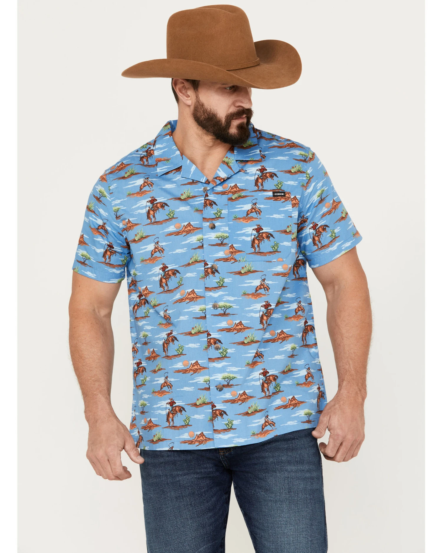 Cinch Men's Camp Tumbleweed Cowboy Short Sleeve Button-Down Western Shirt 4 Cinch Men's Camp Tumbleweed Cowboy Short Sleeve Button-Down Western Shirt - Image 4