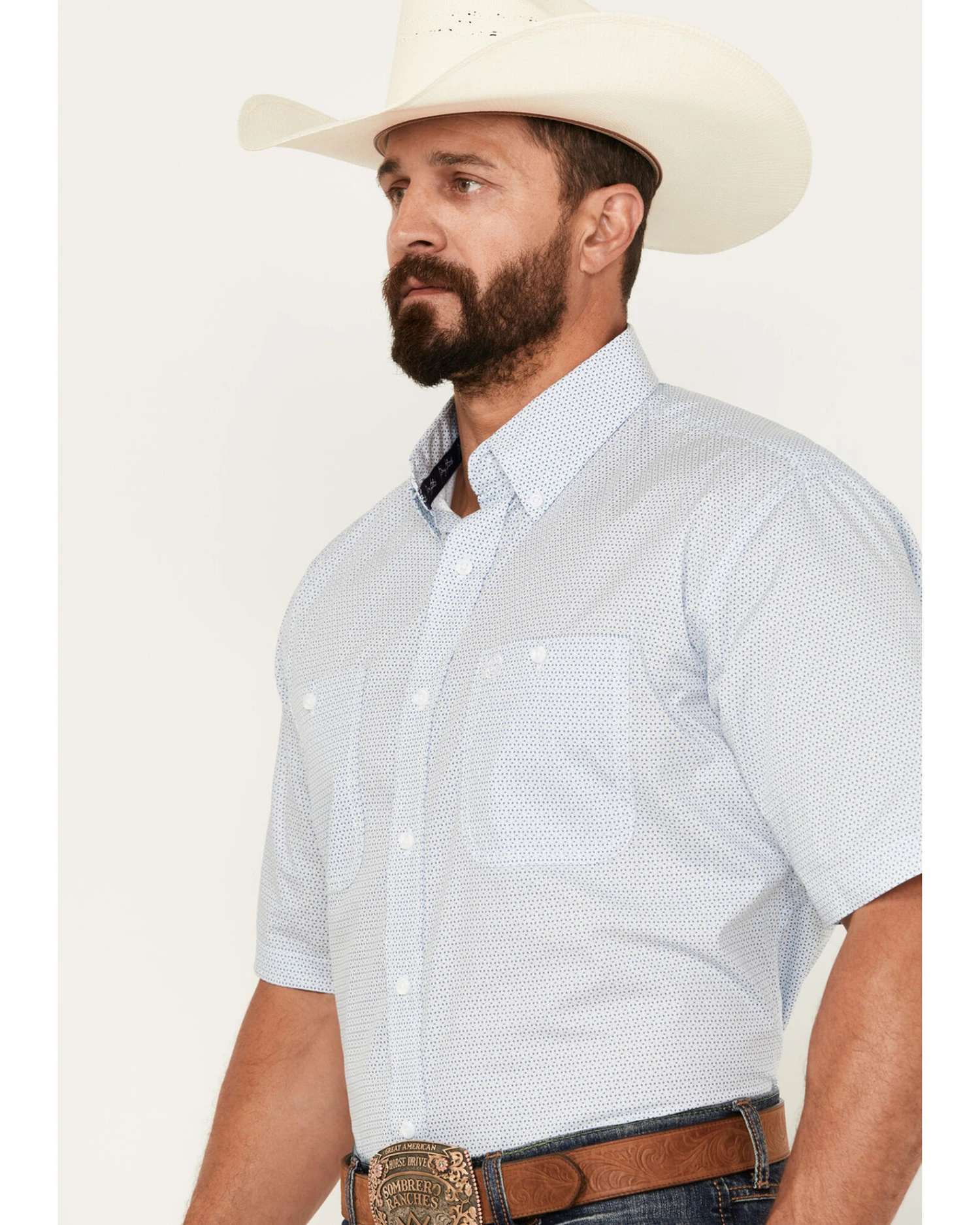 George Strait By Wrangler Men's Geo Print Short Sleeve Button-Down Western Shirt - Tall 2 George Strait By Wrangler Men's Geo Print Short Sleeve Button-Down Western Shirt - Tall - Image 2