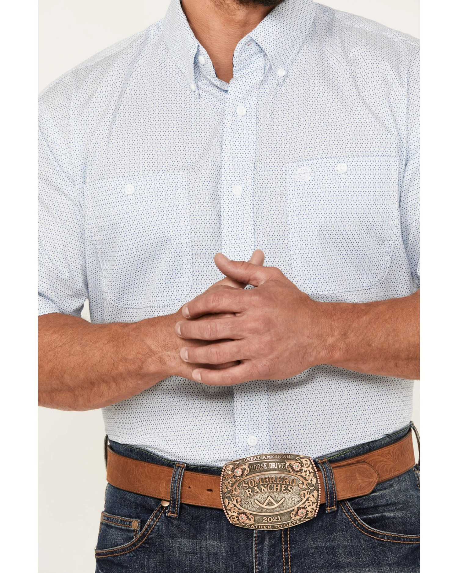 George Strait By Wrangler Men's Geo Print Short Sleeve Button-Down Western Shirt - Tall 1 George Strait By Wrangler Men's Geo Print Short Sleeve Button-Down Western Shirt - Tall