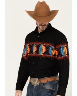 Panhandle Men's Southwestern Border Long Sleeve Western Snap Shirt -Men's Western Denim Store 2000385165 001 P2