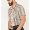 Rock & Roll Denim Men's Serape Striped Short Sleeve Western Snap Shirt