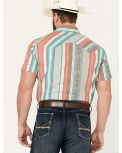 Rock & Roll Denim Men's Serape Striped Short Sleeve Western Snap Shirt -Men's Western Denim Store 2000385175 900 P4