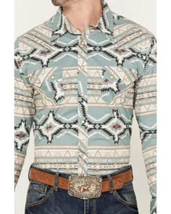 Rock & Roll Denim Men's Southwestern Long Sleeve Western Snap Shirt -Men's Western Denim Store 2000385188 343 P3