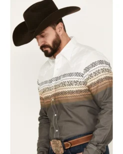 Roper Men's Vintage Border Long Sleeve Western Snap Shirt -Men's Western Denim Store 2000385758 020 P2